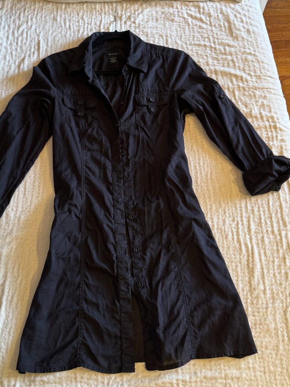 Calvin Klein Jeans long black thin summer button down
